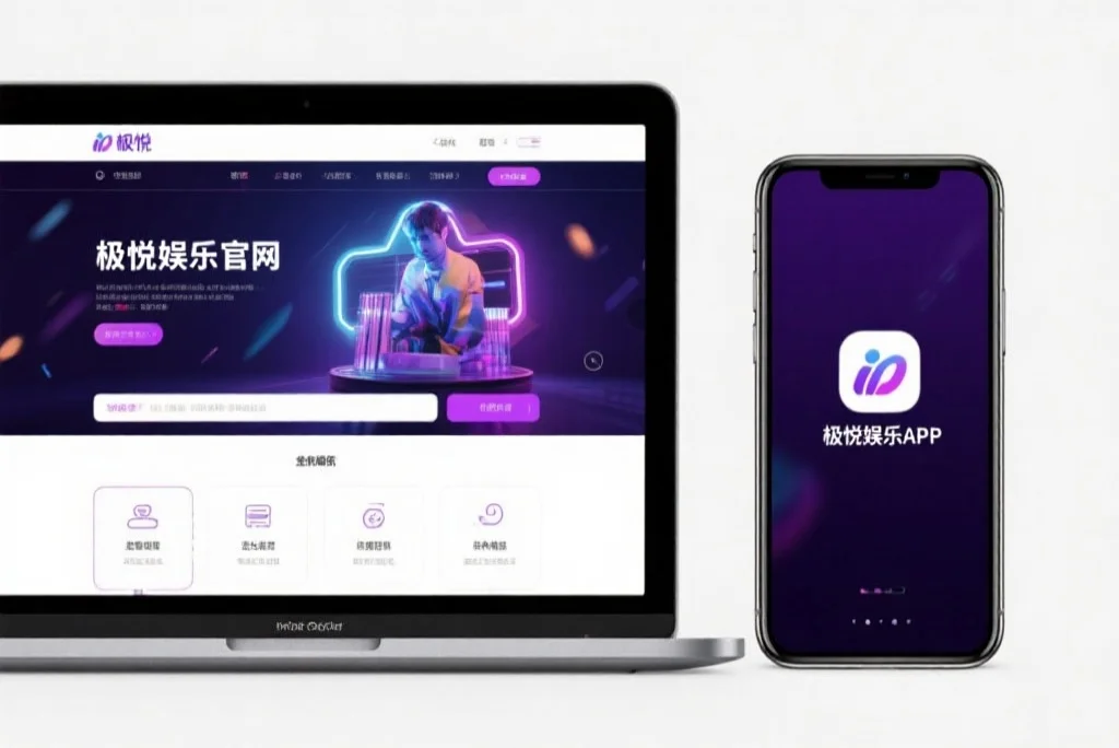 一台笔记本电脑屏幕上显示着新航娱乐官网的界面，旁边是一部手机显示着新航娱乐APP，两者并列对比